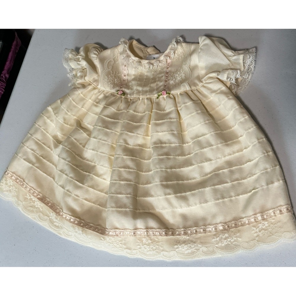 Vintage‎ Christian Dior Enfante Newborn Dress Cream Lace Heirloom Quality